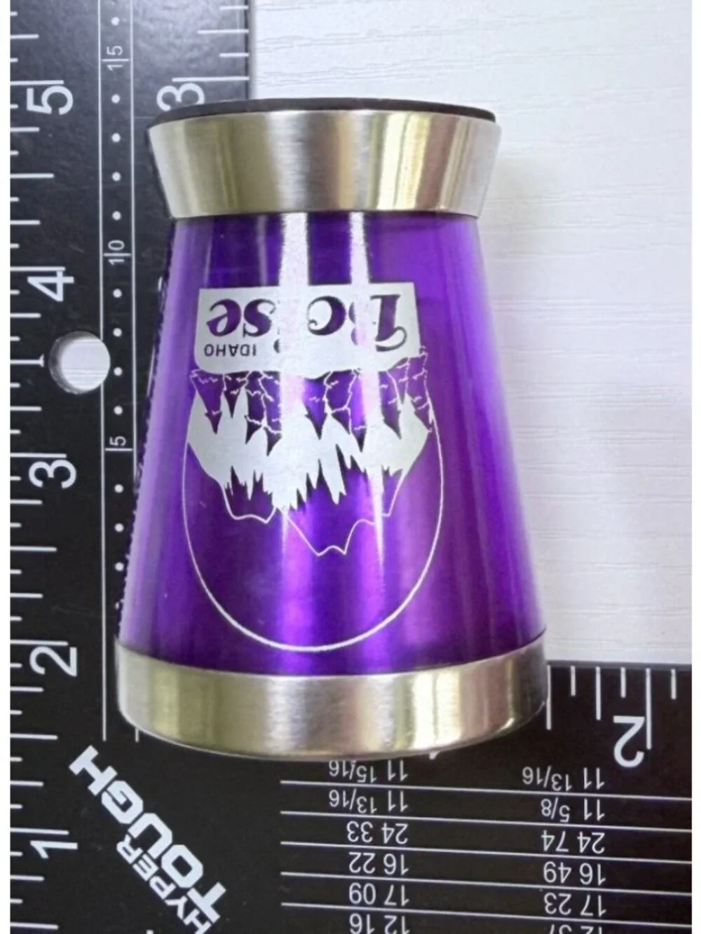 Boise Idaho Shot Glass Stainless Steel Mountain Trees Purple Souvenir Barware